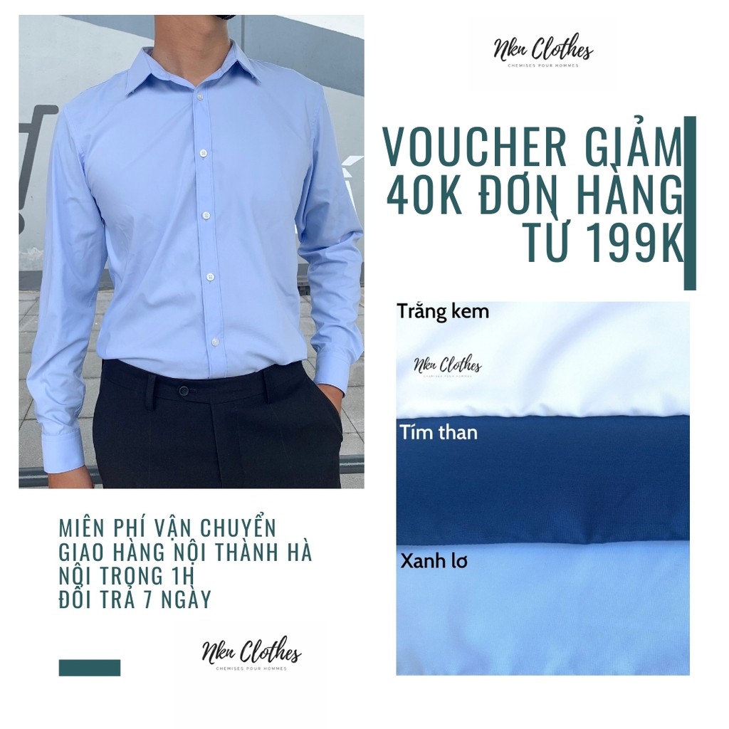 Áo sơ mi nam dài tay trơn đủ màu, vải cao cấp, thoáng mát, thấm hút mồ hôi, chống nhăn NKN | BigBuy360 - bigbuy360.vn