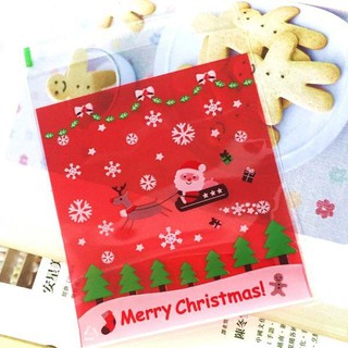 Túi đựng cookie Noel mép dán 10*10cm