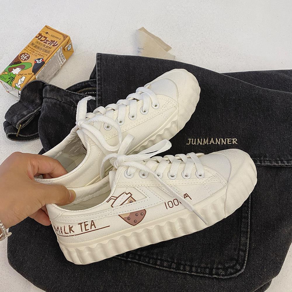 Giày bata bằng vải Canvas họa tiết graffiti hợp thời trang cho nữ | BigBuy360 - bigbuy360.vn