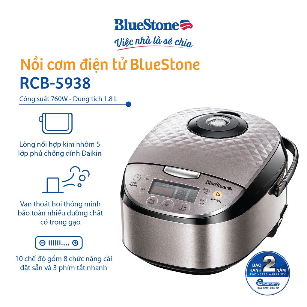 Nồi Cơm Điện Tử BlueStone RCB-5938