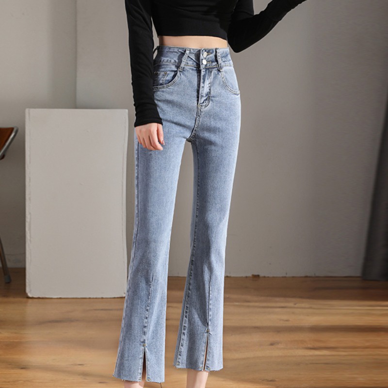 🌸Hàng Order(Sẵn XL, 2XL)🌸(Full Size) Quần Bigsize Jean Ống Loe Xẻ Tà Tôn Dáng Trẻ Trung🌸Hàng Quảng Châu