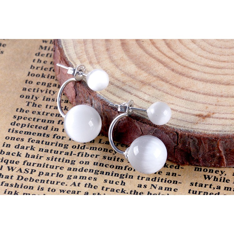 Bông tai nữ BT04 kiểu dáng 2 hạt ngọc trai nhân tạo 6mm và10mm, khuyên tai nữ thiết kế thời trang hàn quốc