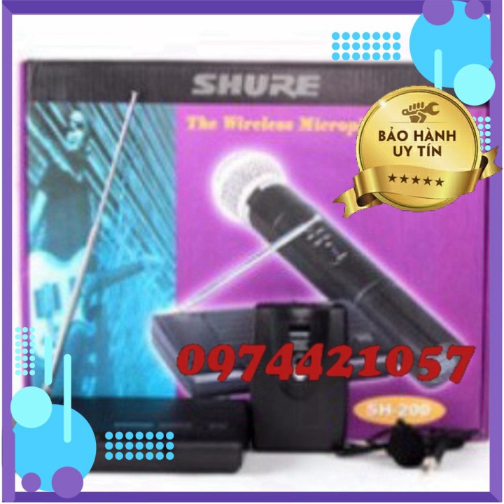 XẢ SỐC -  Mic không dây Shure SH200 – Mic hat karaoke không dây cầm tay, phủ sóng cao