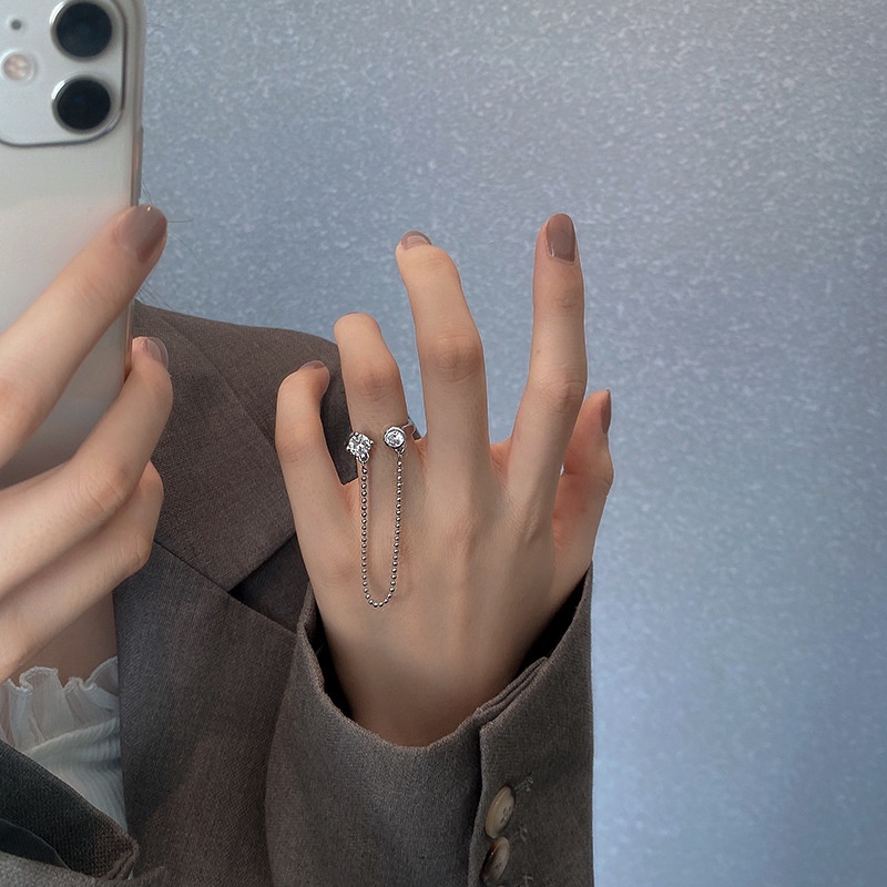 Nhẫn Hở Hình Bướm Đính Đá zircon Lãng Mạn