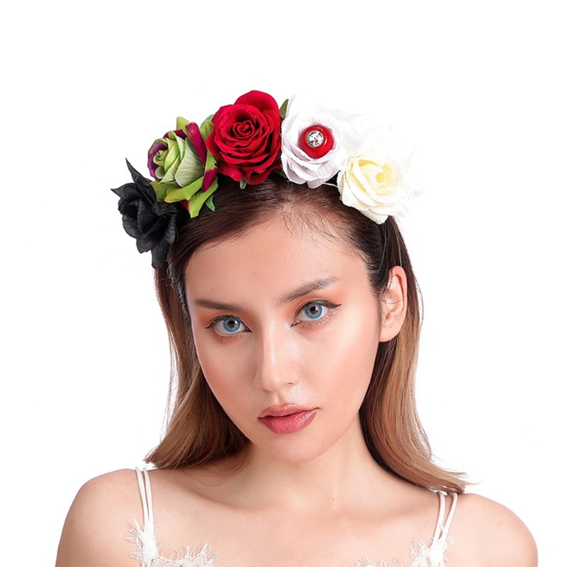 Băng Đô Cài Tóc Hình Vương Miện Hoa Hồng Handmade Phong Cách Gothic Sáng Tạo