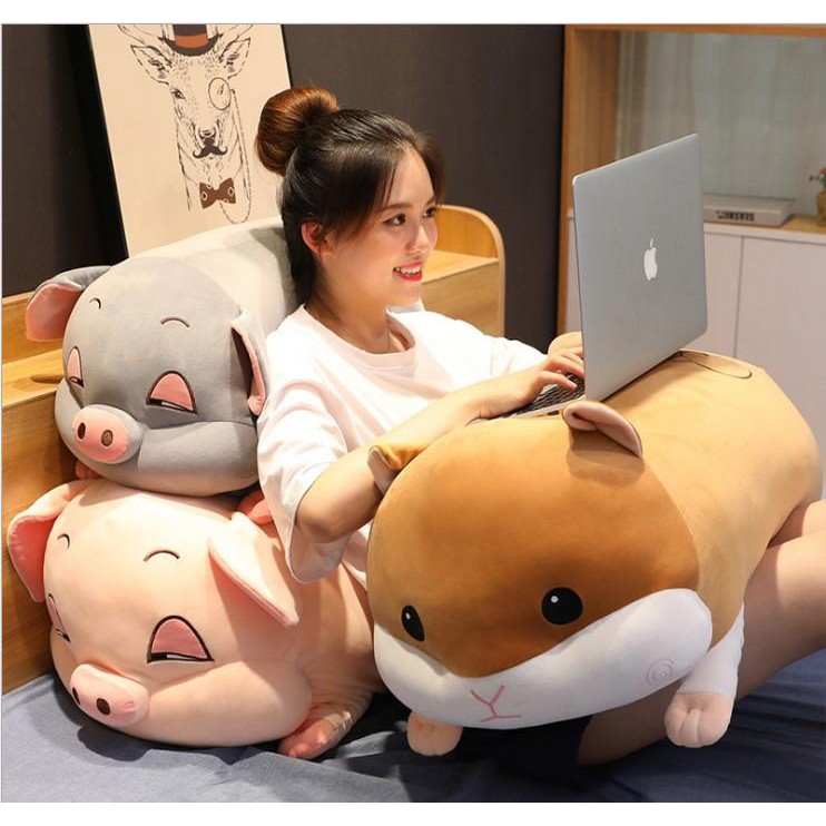 Thú Nhồi Bông Hình Chú Chuột Hamster Màu Xám Siêu Mịn 2 Size