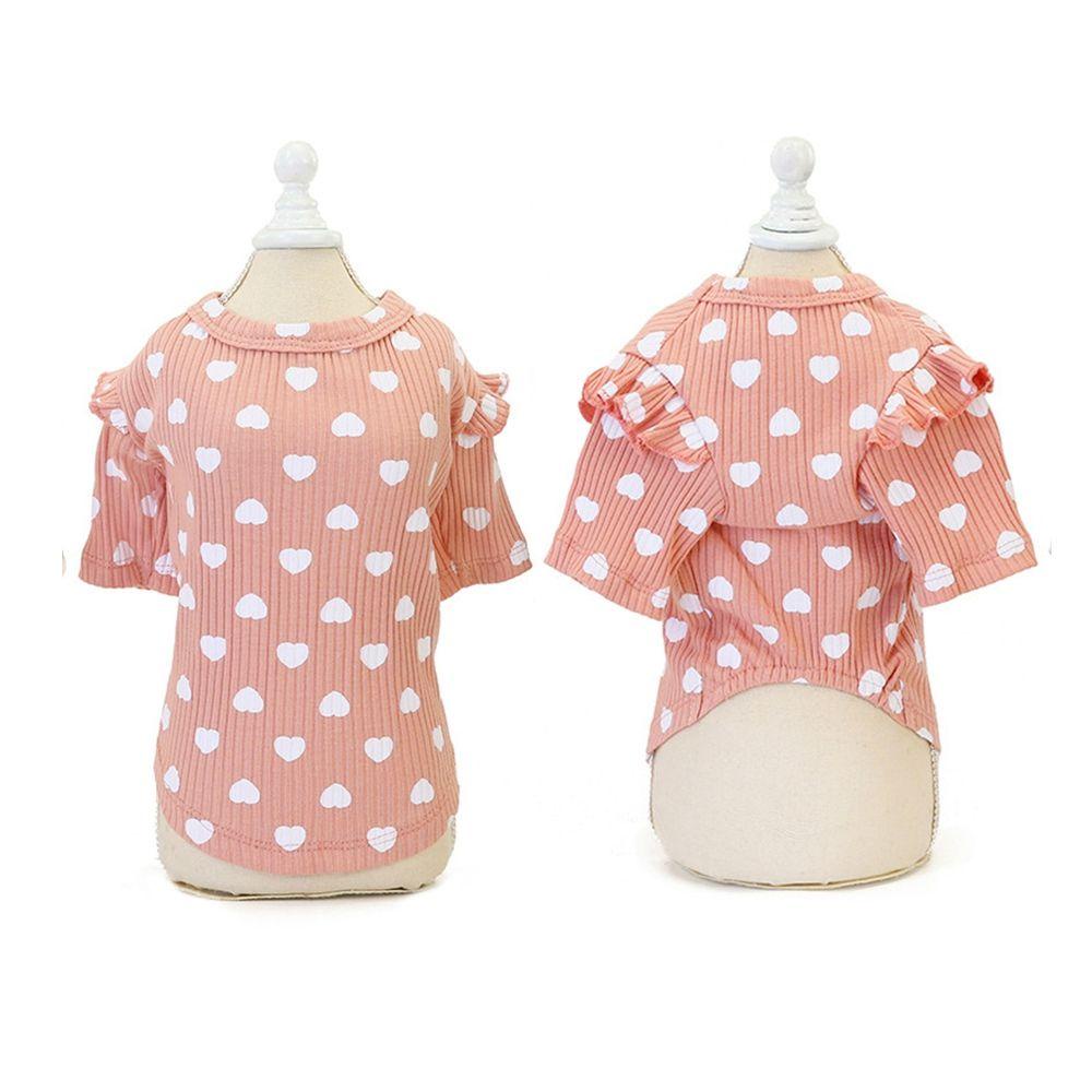 Áo Hoodie Thu Đông Tay Ngắn In Họa Tiết Trái Tim Màu Hồng / Xám / Be Dành Cho Cún Cưng