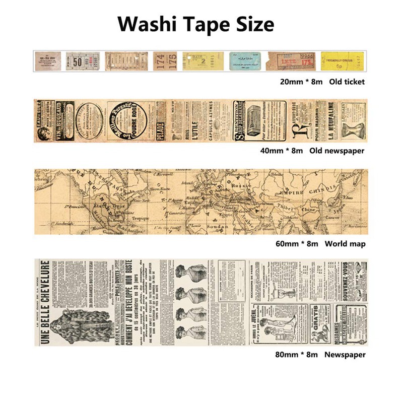 High Quality 4Pcs Gothic Washi Tape Set Vintage Retro Masking ,Decor Adhesive Tape