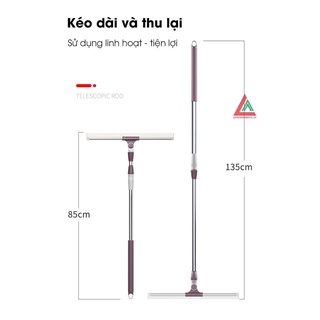Cây gạt sàn gạt kính Kitimop-G35 có lưỡi silicone gạt siêu sạch, cán inox cứng cáp tùy chỉnh độ dài, bảo hành 12 tháng