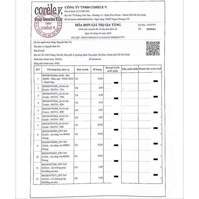 Áo lót nữ Corèle 2134A