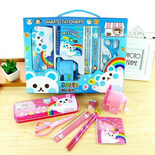 Bộ đồ dùng dụng cụ học tập cute dễ thương cho bé trai gái cấp 1, 2 8 món với gọt bút chì quay tay tốt nhất giá rẻ nhất