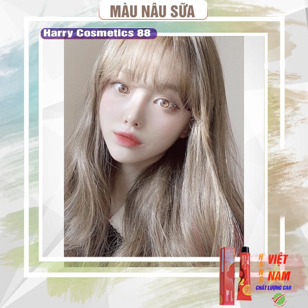 Thuốc nhuộm tóc Nâu sữa 💖 [dưỡng tóc]  [lên màu chuẩn] tự nhuộm tóc tại nhà tặng kèm Oxy trợ nhuộm và gang tay