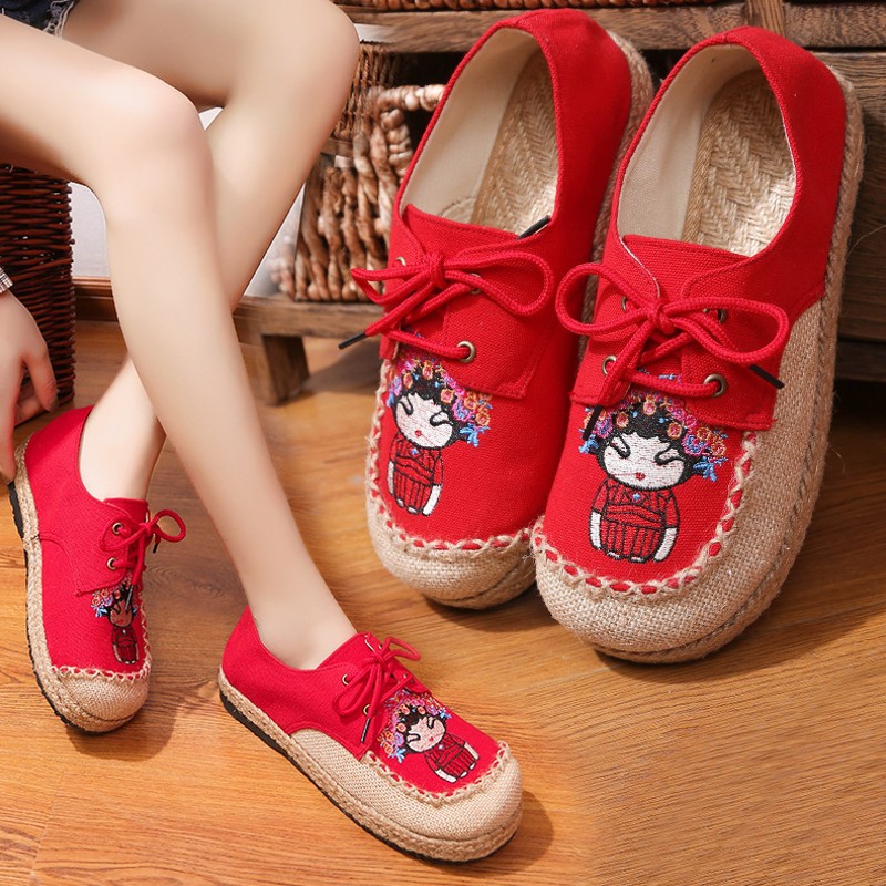 TAM48 giày bata phối vải bố thêu
