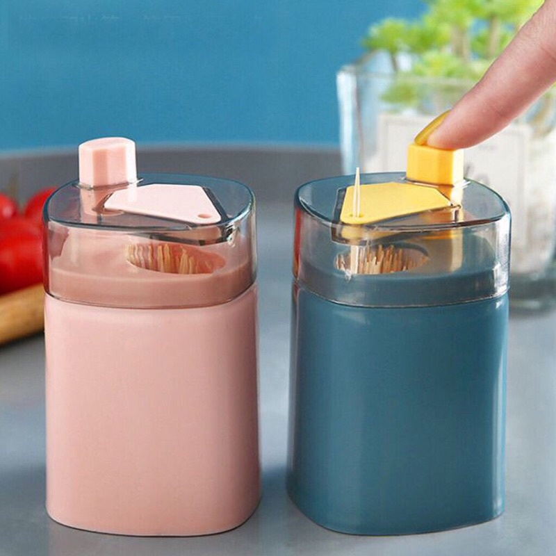 Hộp đựng tăm tự động, hũ tăm nhấn nút lấy tăm thông minh tiện lợi