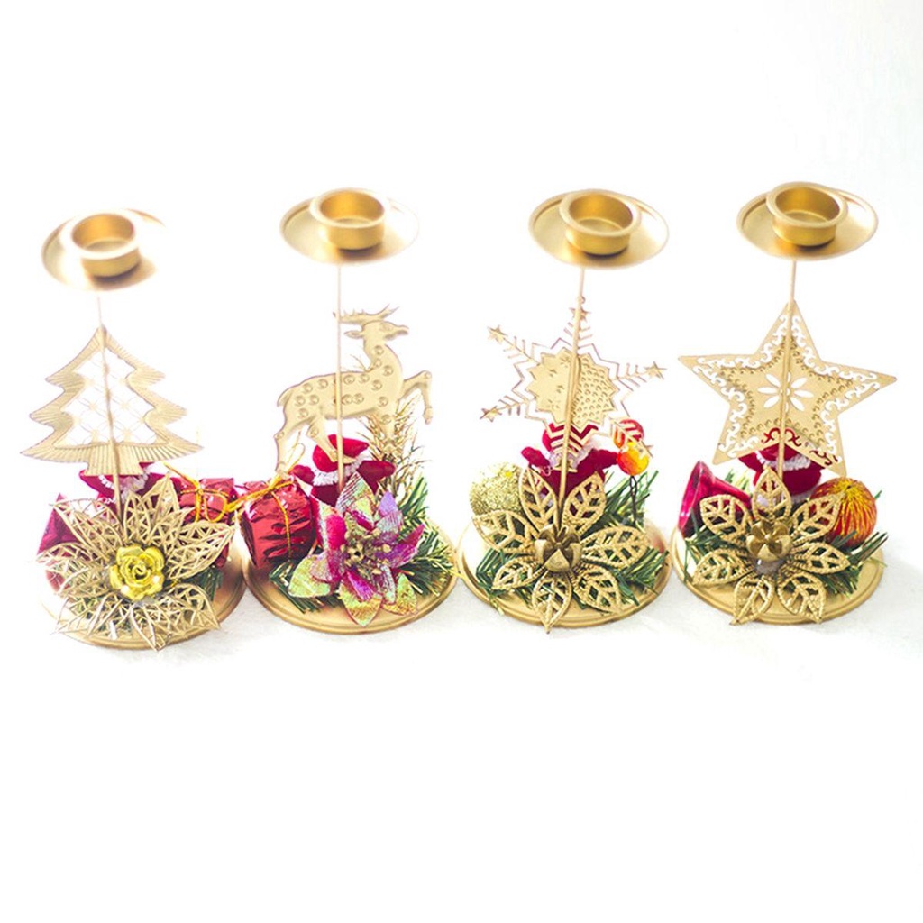 NICKOLAS Giá Đỡ Đèn Cầy Bằng Kim Loại Hình Bông Tuyết / Ngôi Sao