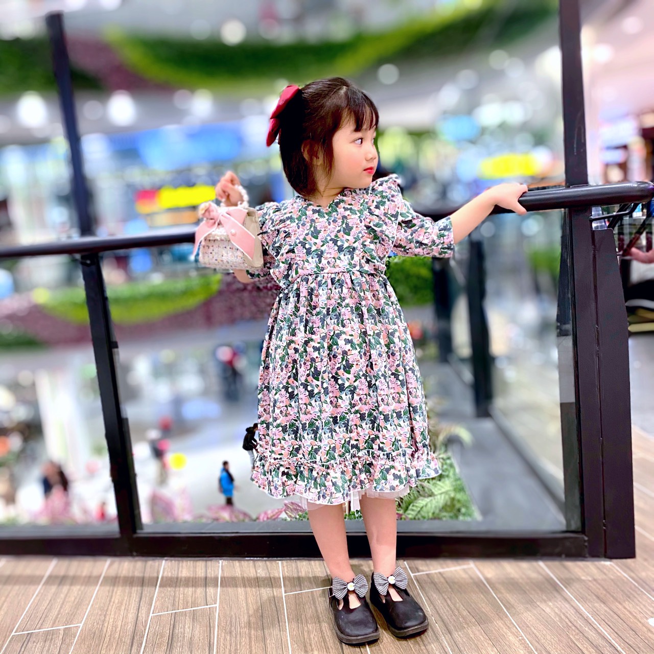 VÁY ĐÔI MẸ VÀ BÉ DÂY RÚT MÀU XANH HỒNG MÃ D1 [ YUMI'S KID ] ẢNH THẬT SHOP TỰ CHỤP