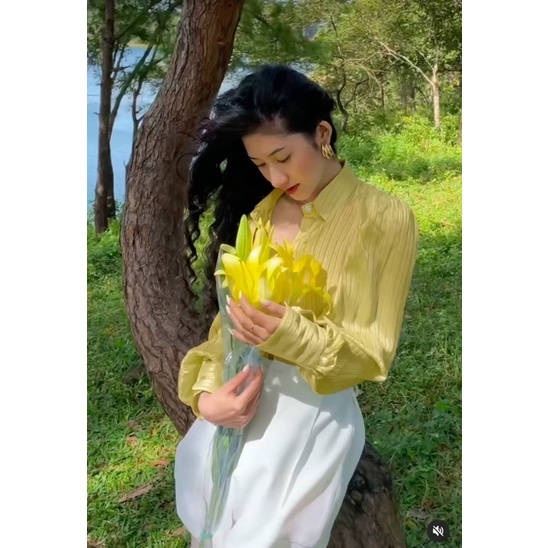 SET SƠ MI KẺ SỌC VÀNG + SHORT TRẮNG❤️ Kèm ảnh thật