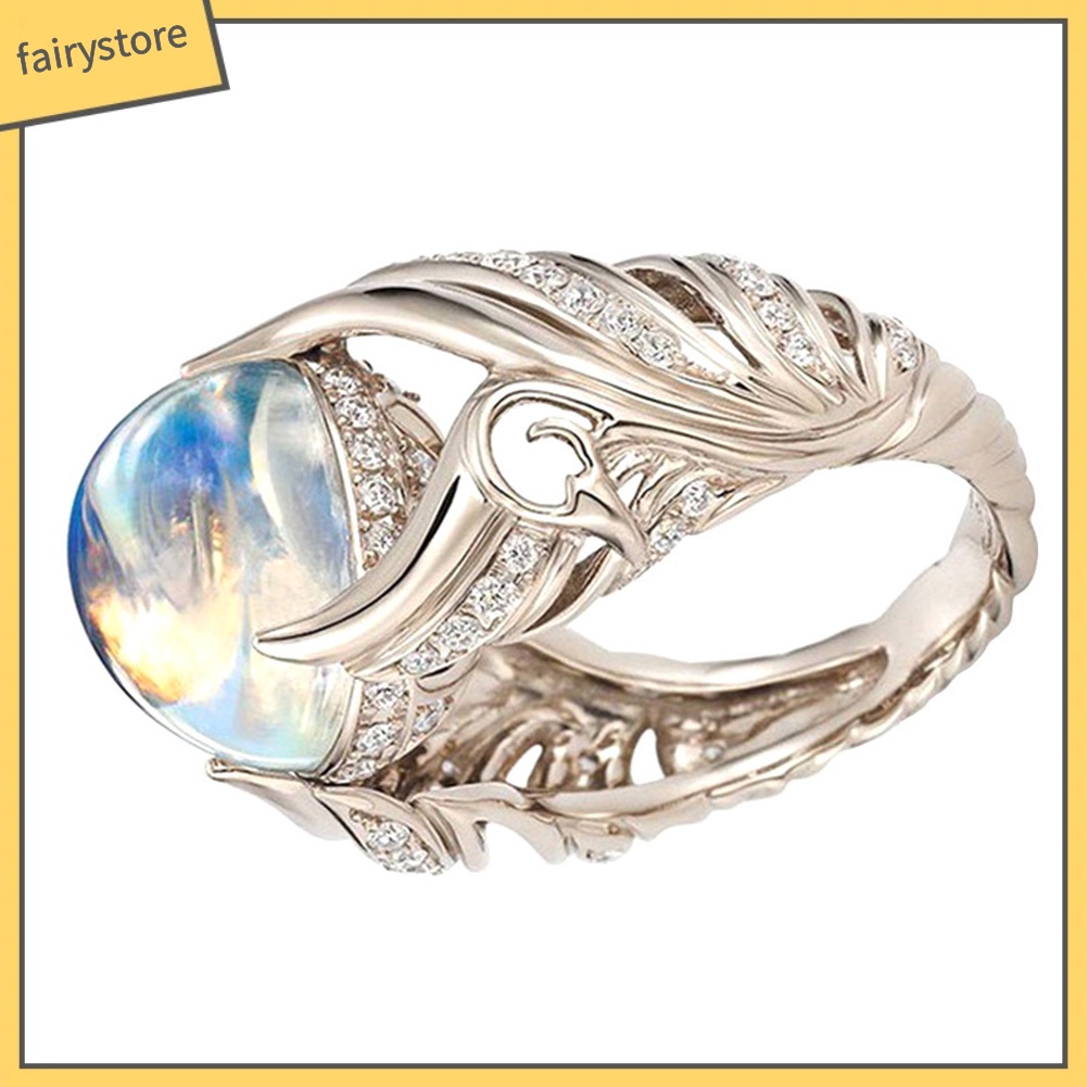 Nhẫn hợp kim đính đá mặt trăng giả thời trang cho nữ