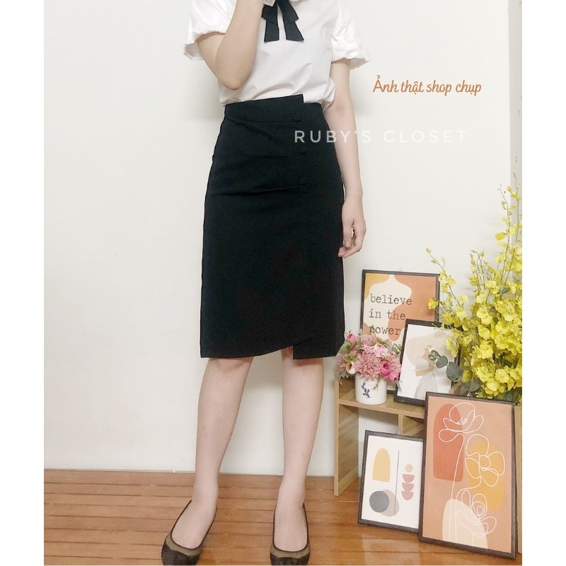 Chân váy dài dập ly lưng cao công sở, Chân váy midi trong bộ sưu tập chân váy dài xẻ tà đẹp | BigBuy360 - bigbuy360.vn