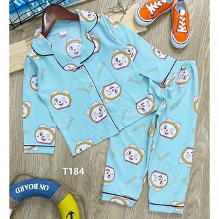 [11-22kg] Bộ đồ dài tay pijama kate lụa cho bé gái 061