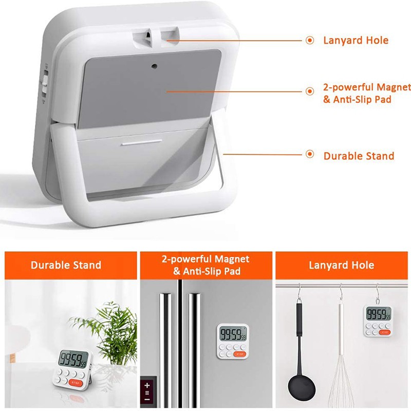 Timer Digital Cooking Timer, Magnetic Count Up & Countdown Timer with LCD Display and Loud Alarm,99 Hour Digital Timer