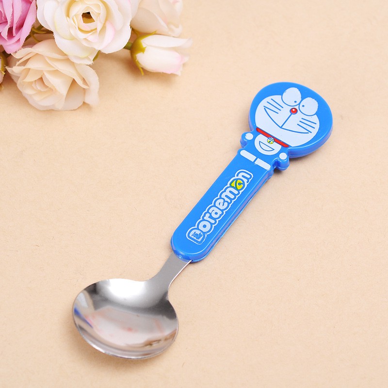 Bộ Bát Ăn Dặm Inox 2 Lớp Chống Nóng Cho Bé Hình Doremon Và Hello Kitty