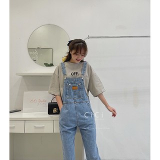 Yếm jean đáp da túi ngực CICISTUDIO