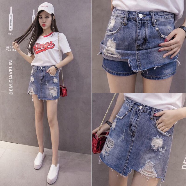 Quần váy jean sẵn size S