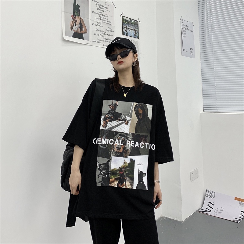 Áo Thun Ngắn Tay Cổ Tròn In Họa Tiết Vintage Phong Cách Mỹ Cho Nữ