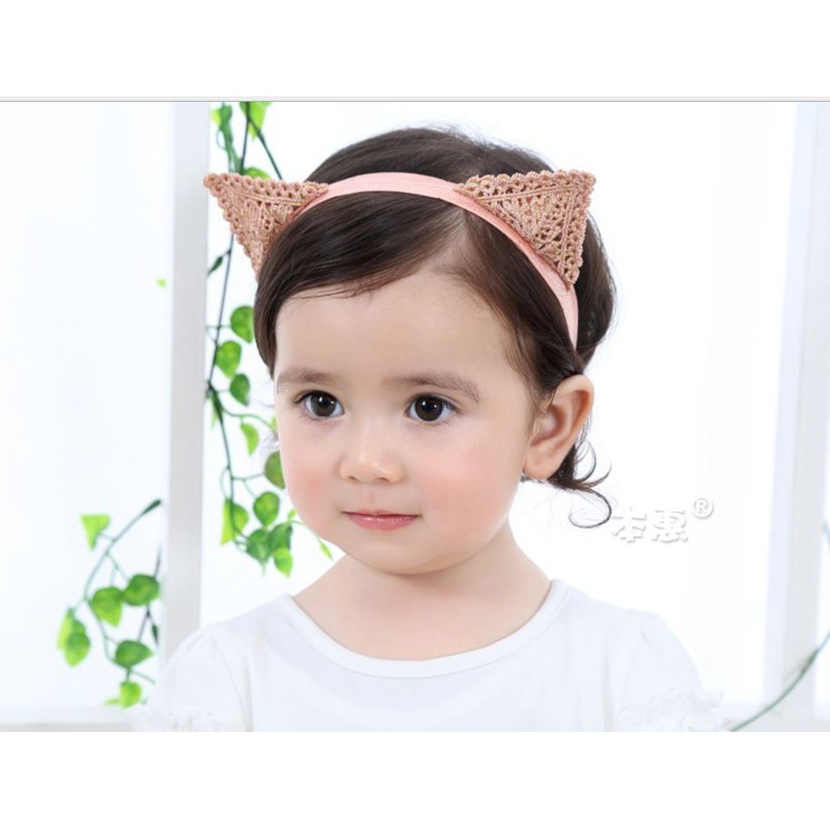 Băng đô thun len tai thỏ đáng yêu cho bé gái