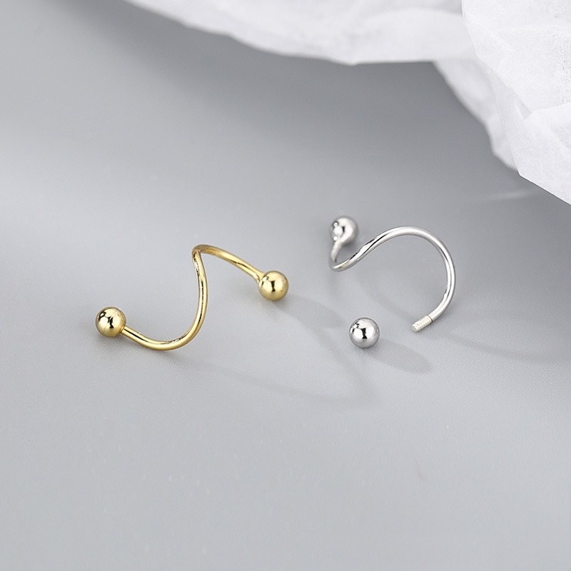 Khuyên Tai Nhỏ Thiết Kế Gợn Sóng Đơn Giản Thời Trang Phong Cách Punk Hiphop Cho Nữ