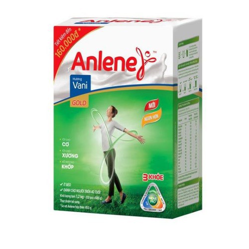 Sữa Bột Anlene Gold Vani Hộp Giấy 1,2kg, > 40 Tuổi