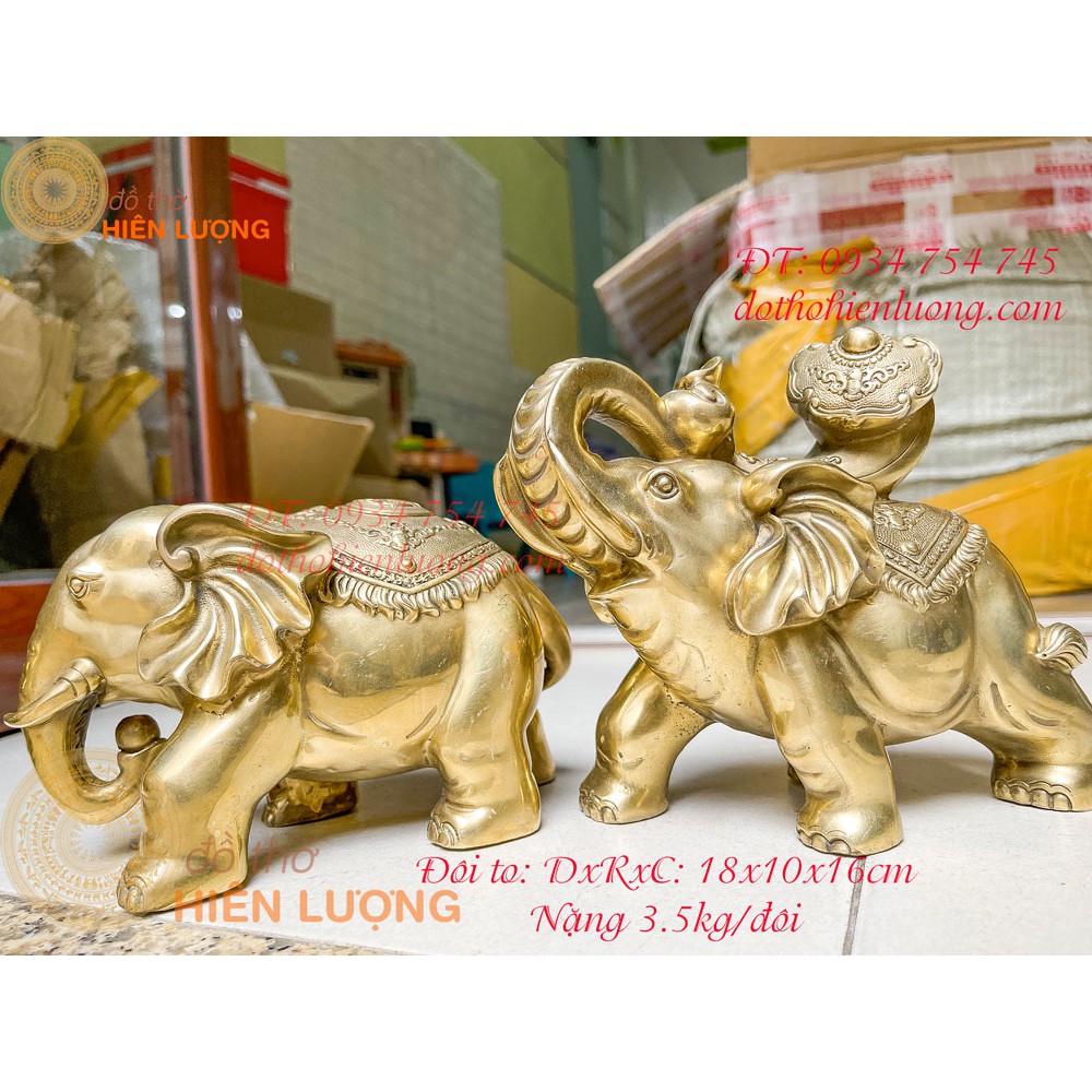 Đôi Tượng Voi Bằng Đồng Phong Thủy 2 Cỡ- Biểu Trưng Cho Sức Mạnh, Quyền Lực Và Cầu Con