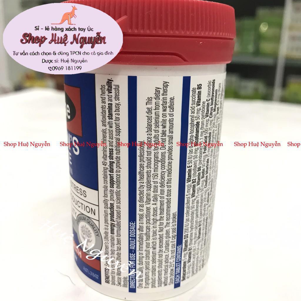 Vitamin Tổng Hợp Cho Nam, Nữ Swisse Men’s/Women's Ultivite Multivitamin của Úc lọ 60 viên, tăng sức đề kháng cho cơ thể