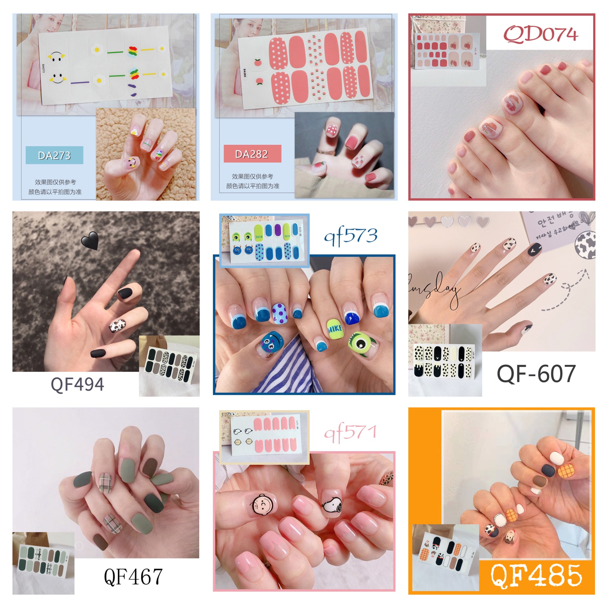 🔥Cute Nail Stickers 3D Waterproof Nail Stickers Various Types of Nail Stickers Dán Móng Tay Móng Dán Móng Tay Dán Dán Mong Tay Miếng Dán Móng Tay Sticker Dán Móng Tay