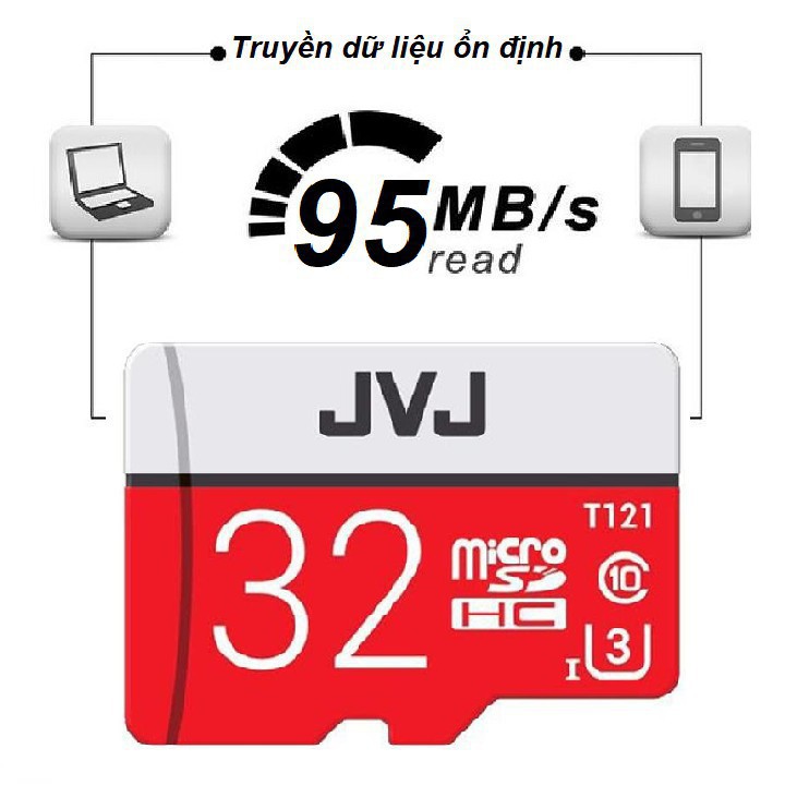 [Giá Rẻ] Thẻ nhớ 16/32/64/128 Gb JVJ Pro U3 Class 10 – chuyên dụng cho CAMERA tốc độ cao - Bh 5 năm