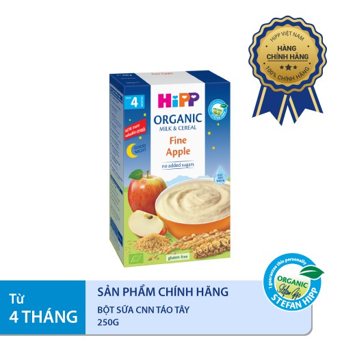 Bột ăn dặm HiPP 250g chúc ngủ ngon dinh dưỡng sữa táo tây