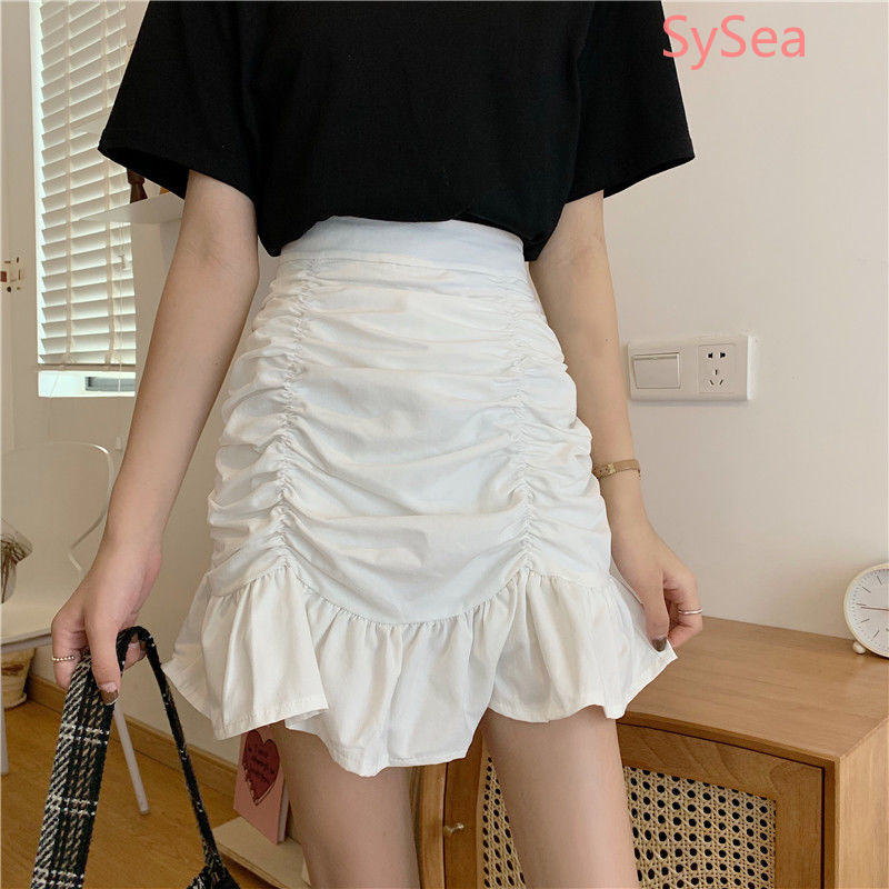 Women Fashion Pleated Skirt Summer Student Casual Fishtail Skirt