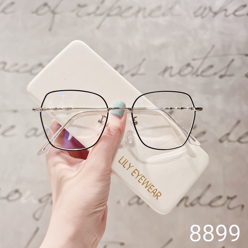 Gọng kính cận nữ Lilyeyewear mắt kính vuông to chất liệu kim loại thanh mảnh màu sắc thời trang 8899