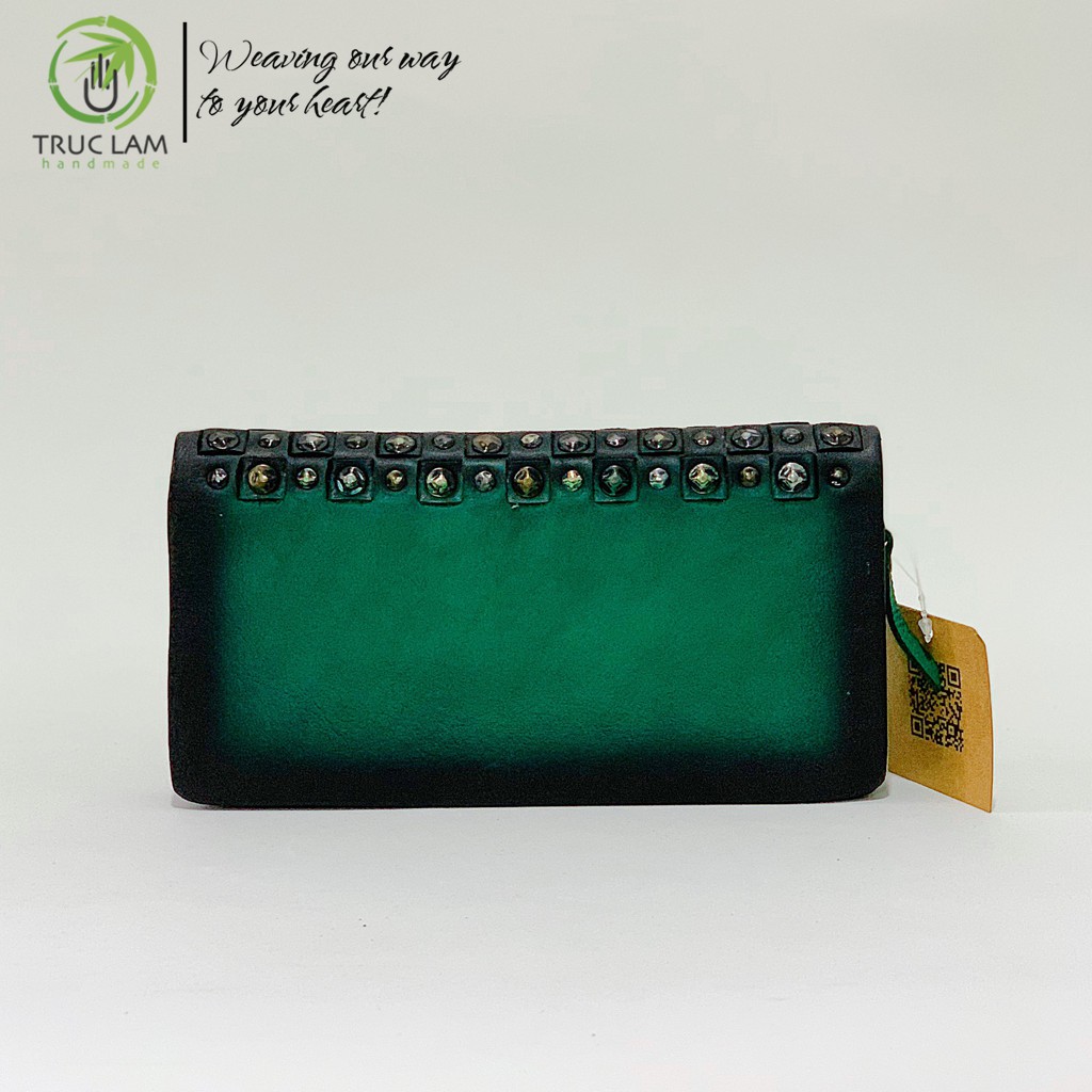 Ví Dài Cầm Tay Thời Trang Nữ Da Thật Cao Cấp Có Khóa Kéo Trang Trí Tán Đinh – Trúc Lâm Handmade