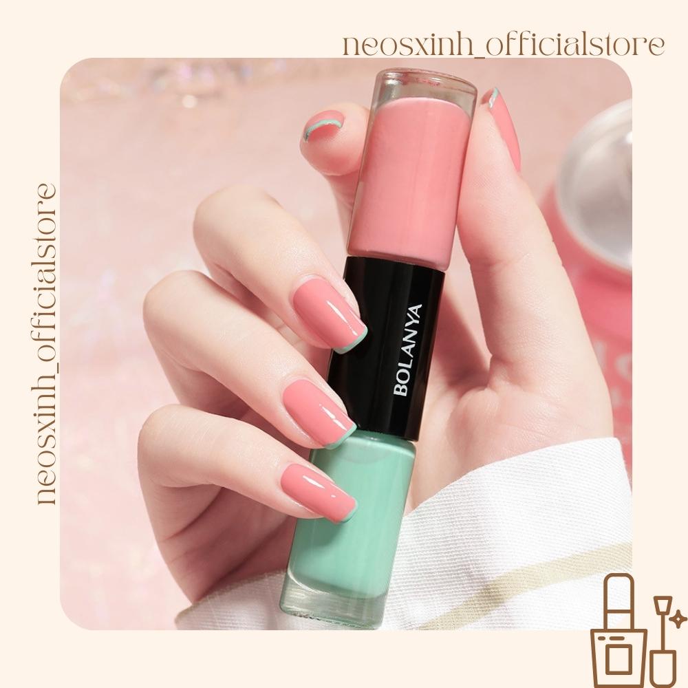 Sơn Móng Tay 2 Màu Bolanya Màu Nude Đen Trắng Trong Suốt Kim Tuyến Pastel Tím - Neosxinh Nails