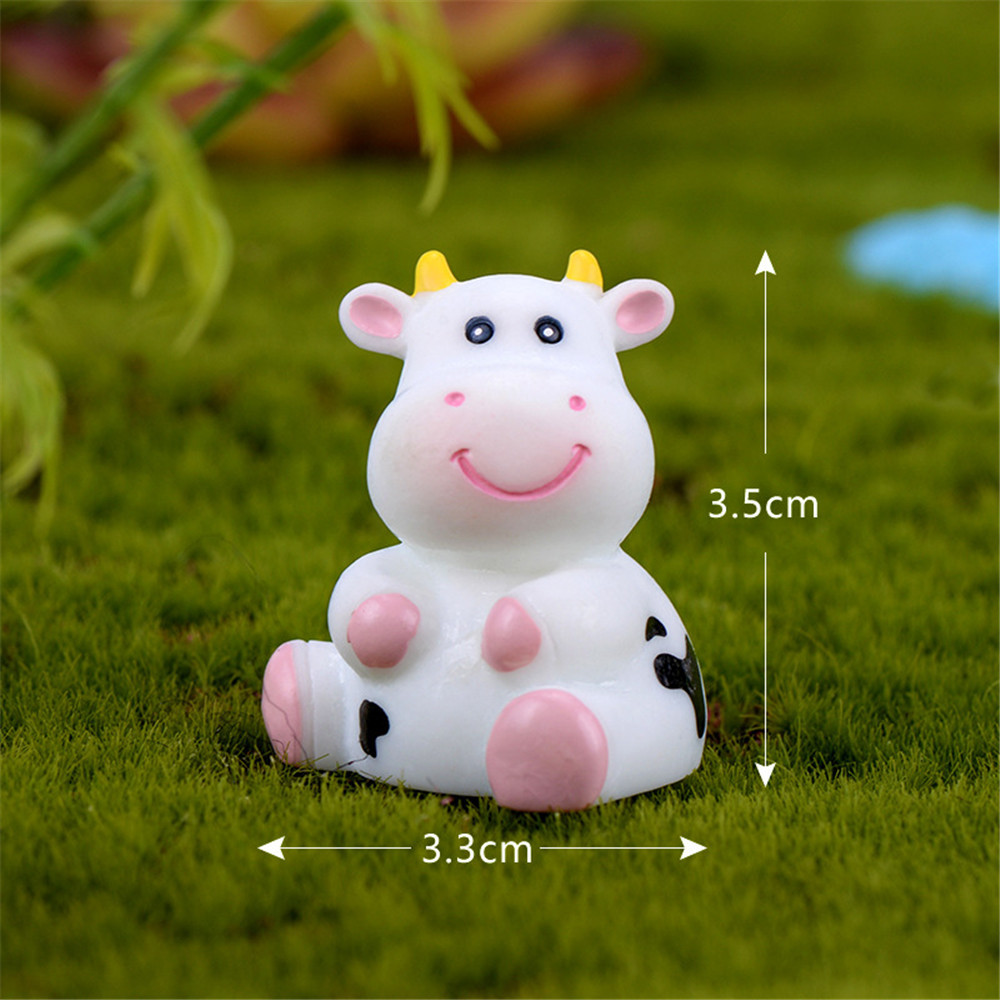 Cod Qipin 1pcs Home Miniature Craft Micro Landscape Lovely Cow Decoration Mini Ornaments Resin Handicraft