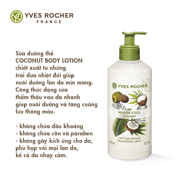 Sữa Dưỡng Thể Hương Dừa 390ml Coconut Body Lotion Yves Rocher