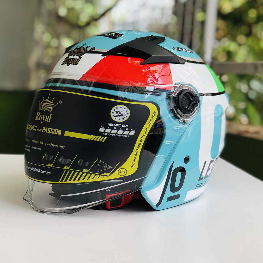 Nón bảo hiểm 3/4 Royal M268 có 2 kính tem Leopard, bảo hành 12 tháng, giặt nón miễn phí 6 tháng tại hệ thống Nón Trùm