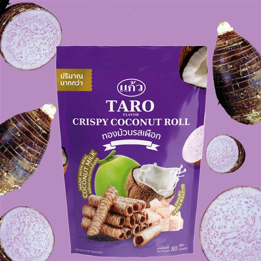 Bánh Cuộn Dừa Nhập Khẩu Thái Lan Vị Khoai Môn Túi Zip