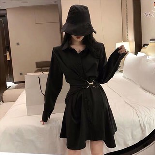 {Hàng đặt order}Váy sơ mi cài eo phong cách