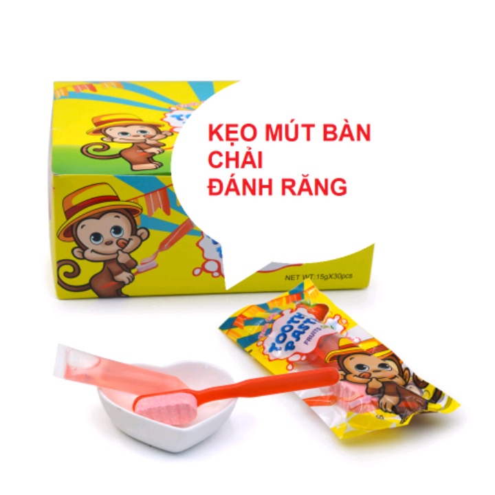 Kẹo mút bàn chải đánh răng monkey