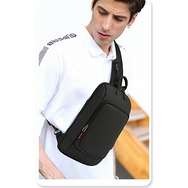 Túi đeo chéo nam thời trang chống nước không nhăn vải đen dày Coolbell PS 356