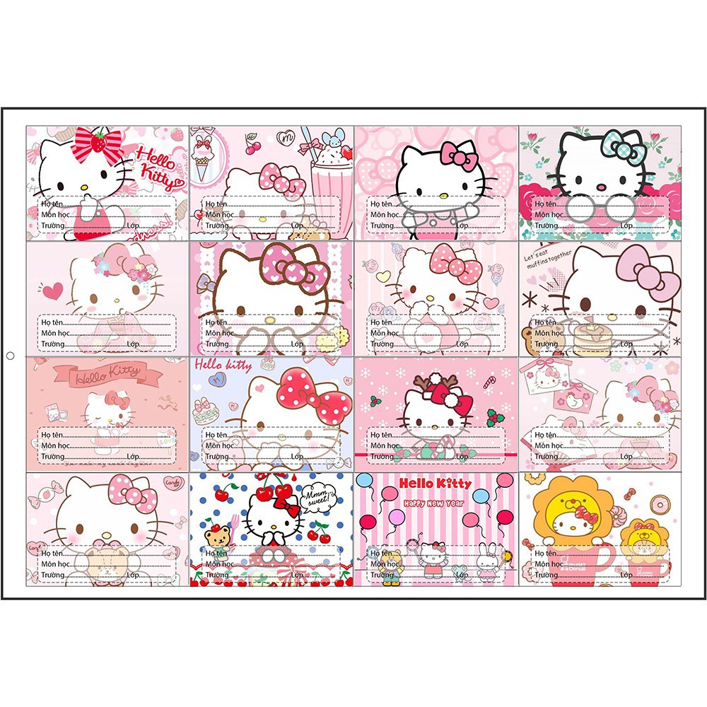 Nhãn Vở Hello Kitty set 16 chiếc