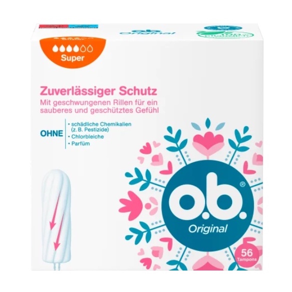 Băng vệ sinh dạng ống tampon OB Original Super 4 giọt siêu thấm 56 miếng - Hàng nội địa Đức có bill